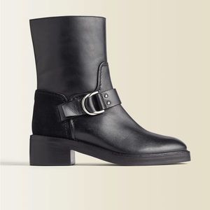 Jigsaw shearling boot - black leather, size 9 (or 40)- gently used
